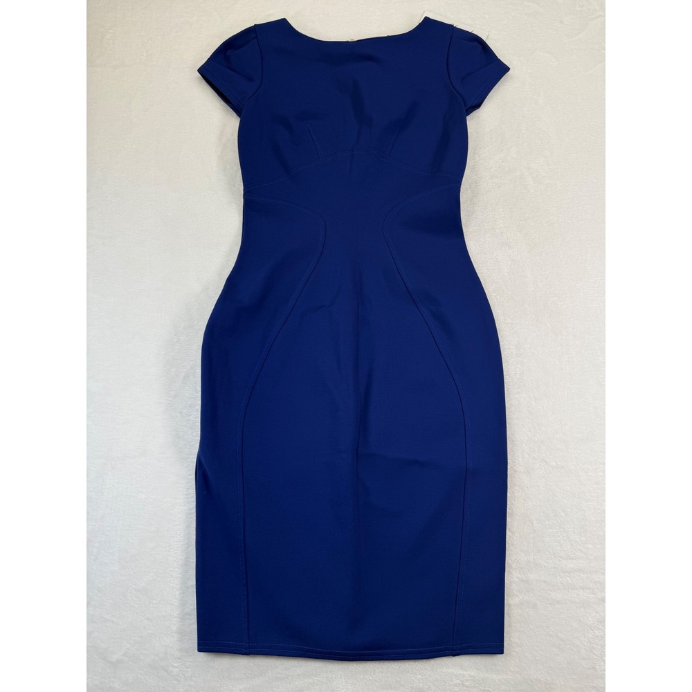 Closet London Royal Blue Bodycon Sheath Dress Cap Sleeve Gold Zip US 6 UK 10 NEW